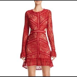 For Love & Lemons Red Lace Dress